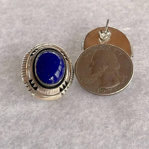 Lapis & Sterling Earrings - Picture 2 of 4